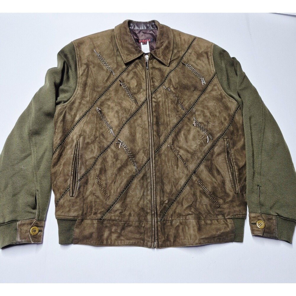 Vintage Torras Spain Suede Wool Knit Bomber Jacket Size 40 Men EUC